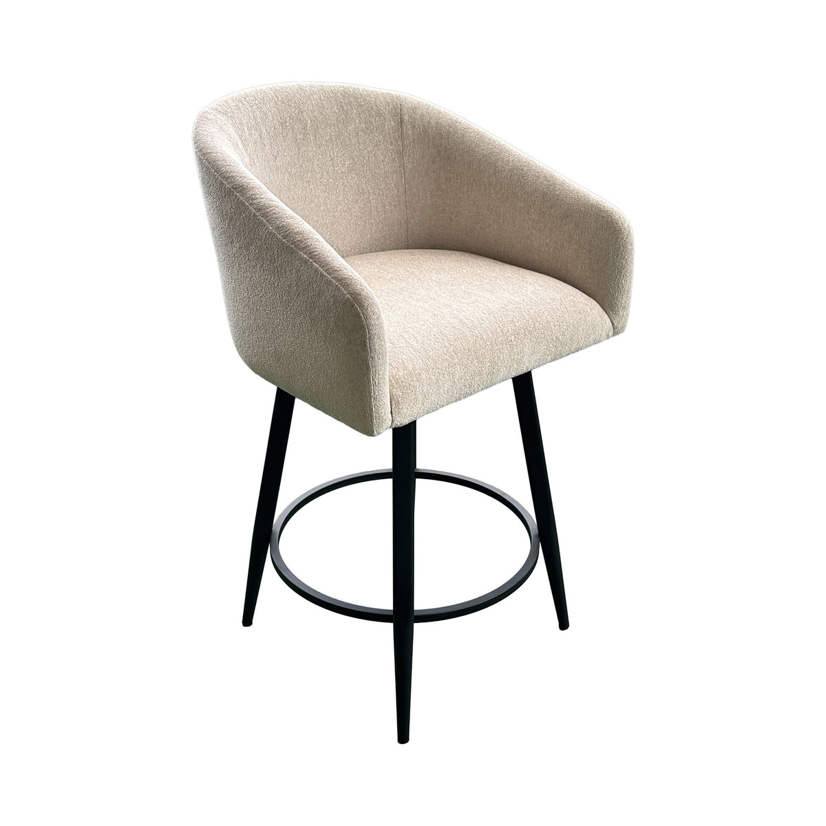 Metal Base Barstools - Barstool With Barrel Seat - Champagne