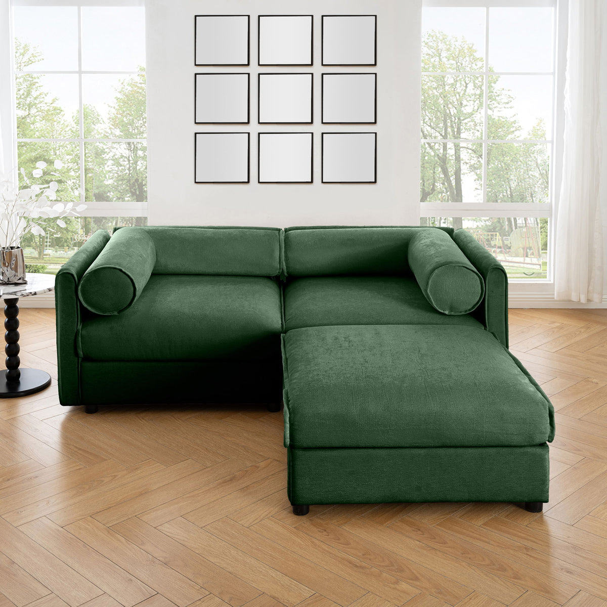Contemporary Elegant Sofa With Storage And Ottoman