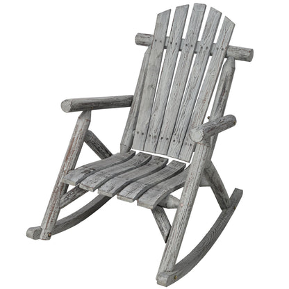 Durable Wooden Porch Rocker, Fir Log Rocking Chair