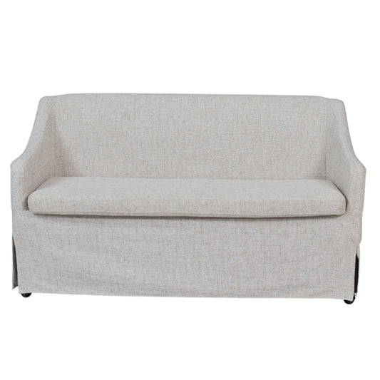 Slip Covered Settee With Casters - Beige