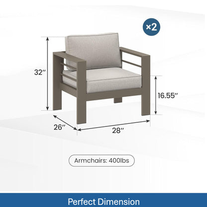 Modern All-Weather Patio Armchairs With Thick Cushions (Set of 2)