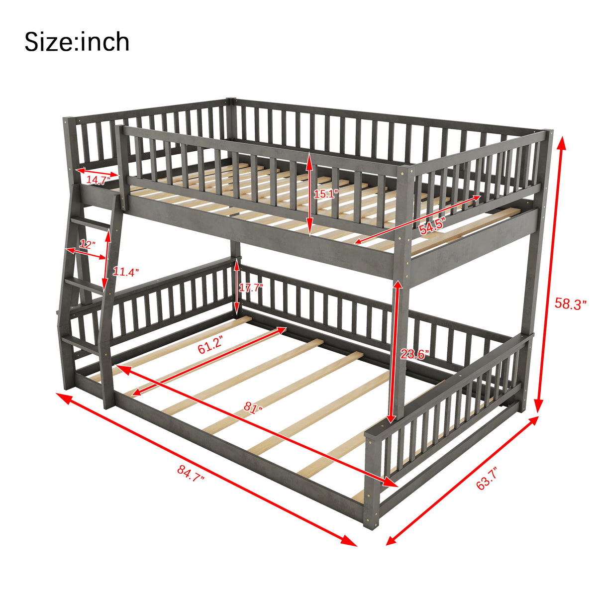 Bunk Bed With Ladder And Guardrails