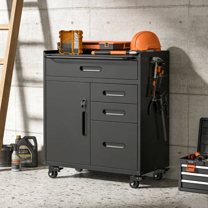 Rolling Tool Cabinet Heavy Duty Garage Storage With Lockable Doors