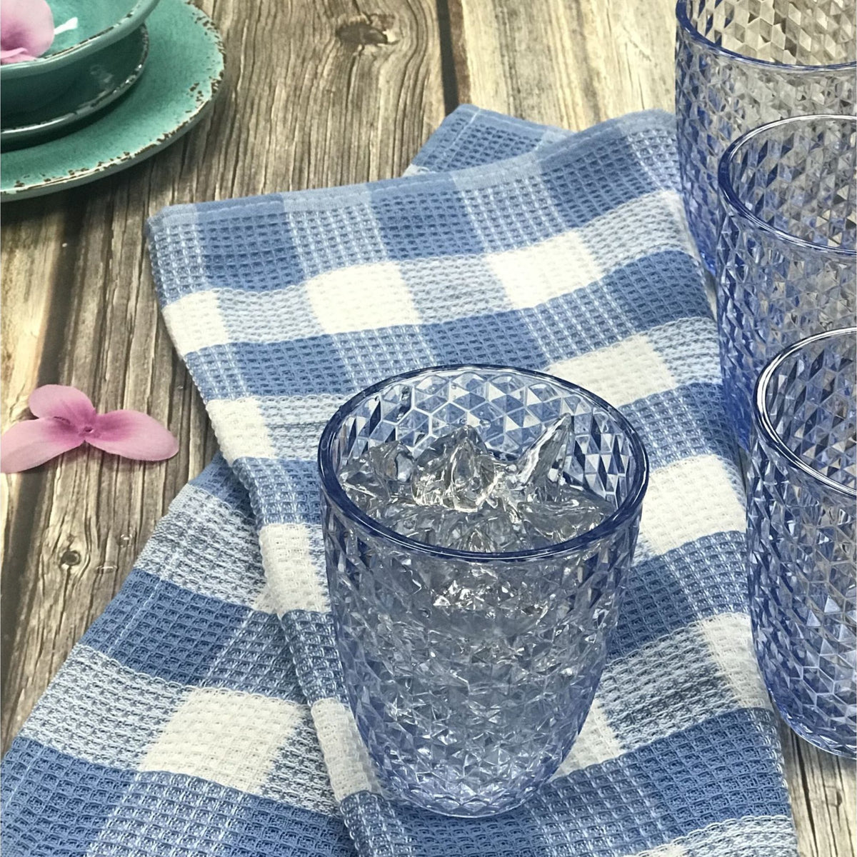 Leading Ware Diamond Cut Acrylic Glasses Drinking (Set of 4)