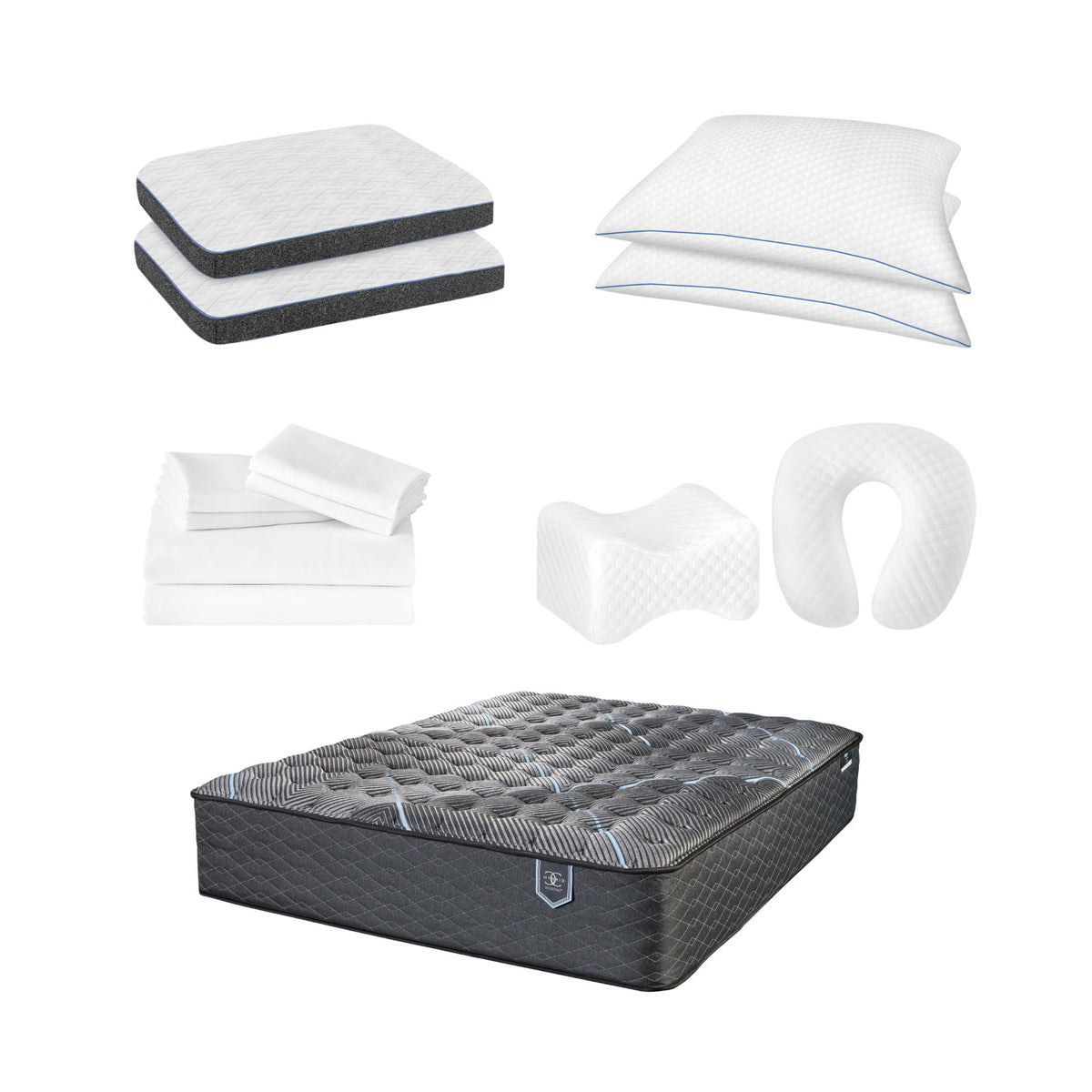 Comfort Care - King Size Hybrid Restful Nights Plush Mattress With Premium Comfort Bedding Pack - Black / White Print
