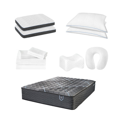 Comfort Care - King Size Hybrid Restful Nights Plush Mattress With Premium Comfort Bedding Pack - Black / White Print