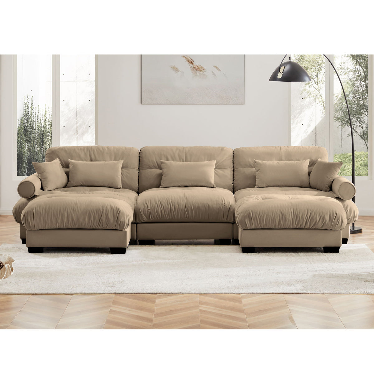 Super Comfort Oversized Modular Sectional Sofa With Movable Ottoman