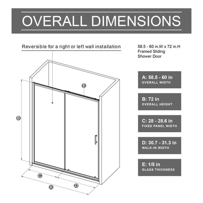 Sliding Shower Door With And Handle - Chrome