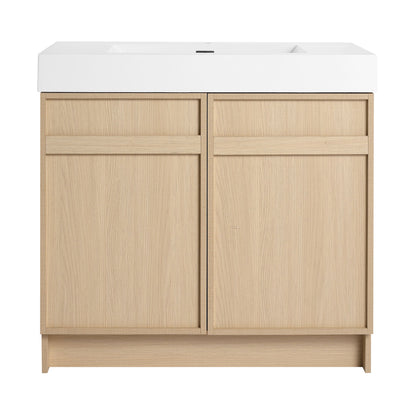 Freestanding Bathroom Vanity With Resin Sink & Soft Close Cabinet Doors