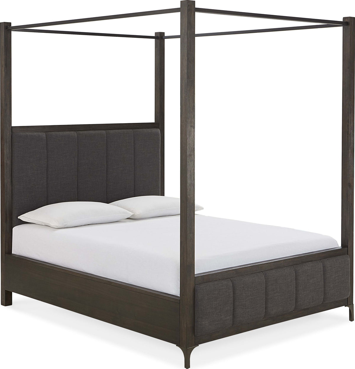 Lucerne - California King Upholstered Canopy Bed - Vintage Coffee