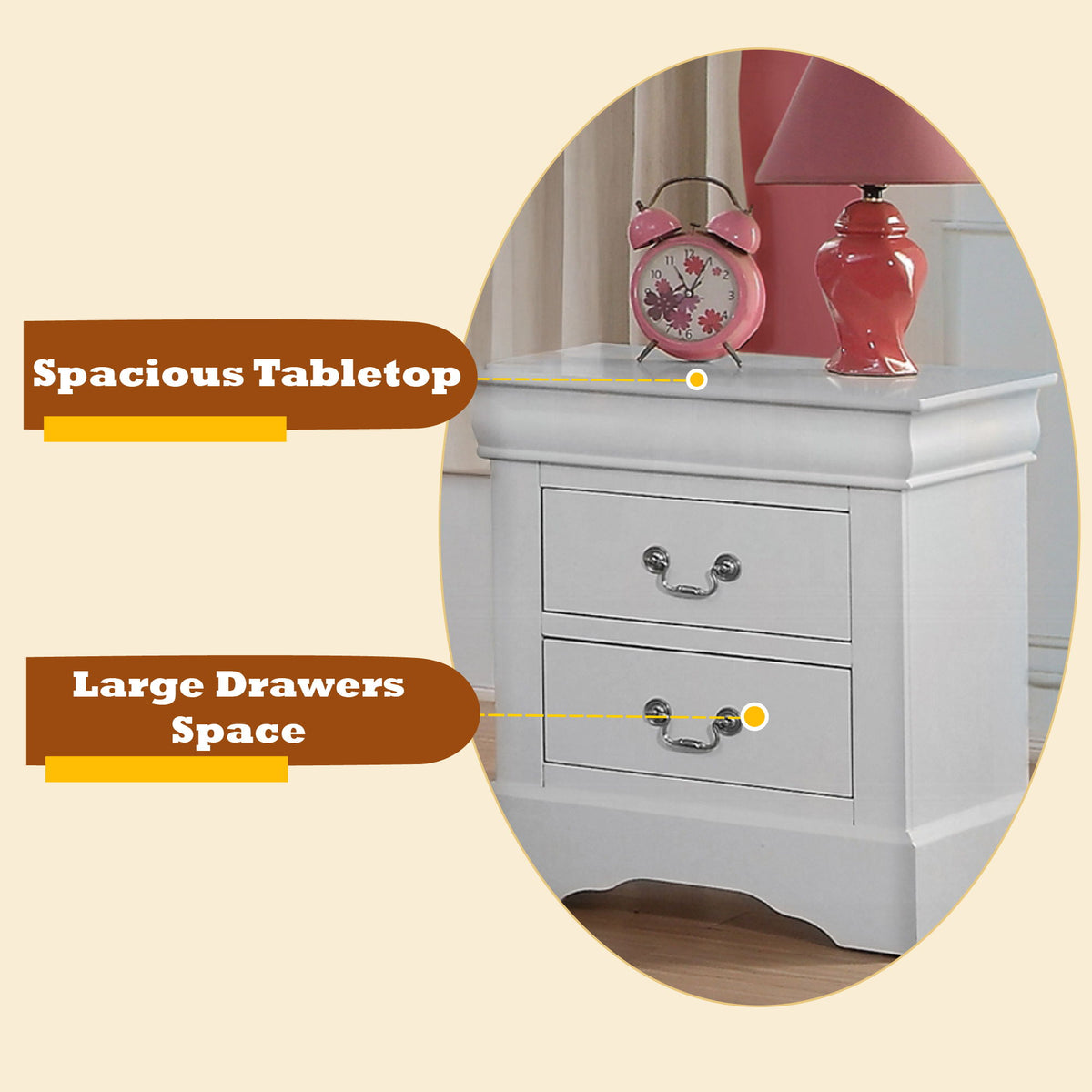 Louis Philippe III - Sleek Design Nightstand