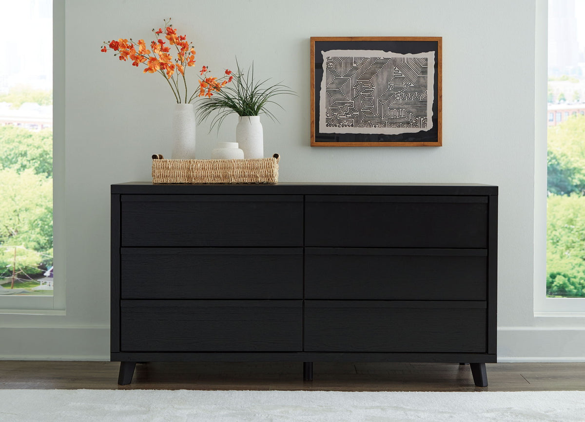 Danziar - Six Drawer Dresser - Black