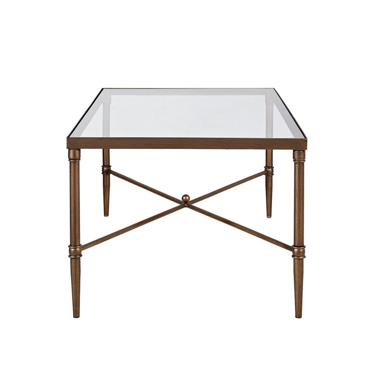 Metal Rectangle Coffee Table With Tempered Glass Top - Bronze