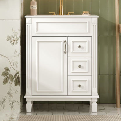 Bathroom Vanity With Sink, Compact Cabinet & 2 Drawers And Adjustable Shelf