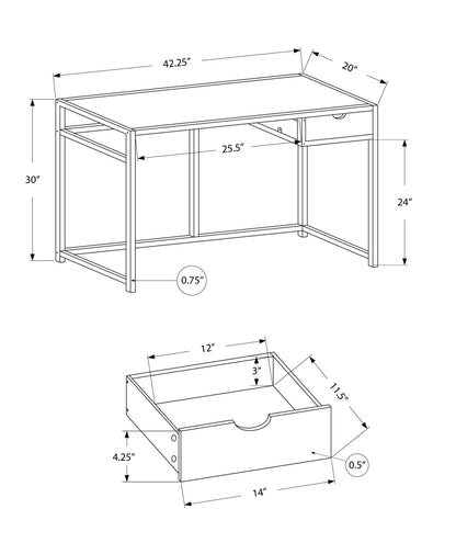 Computer Desk For Home Office, Storage Drawer - White