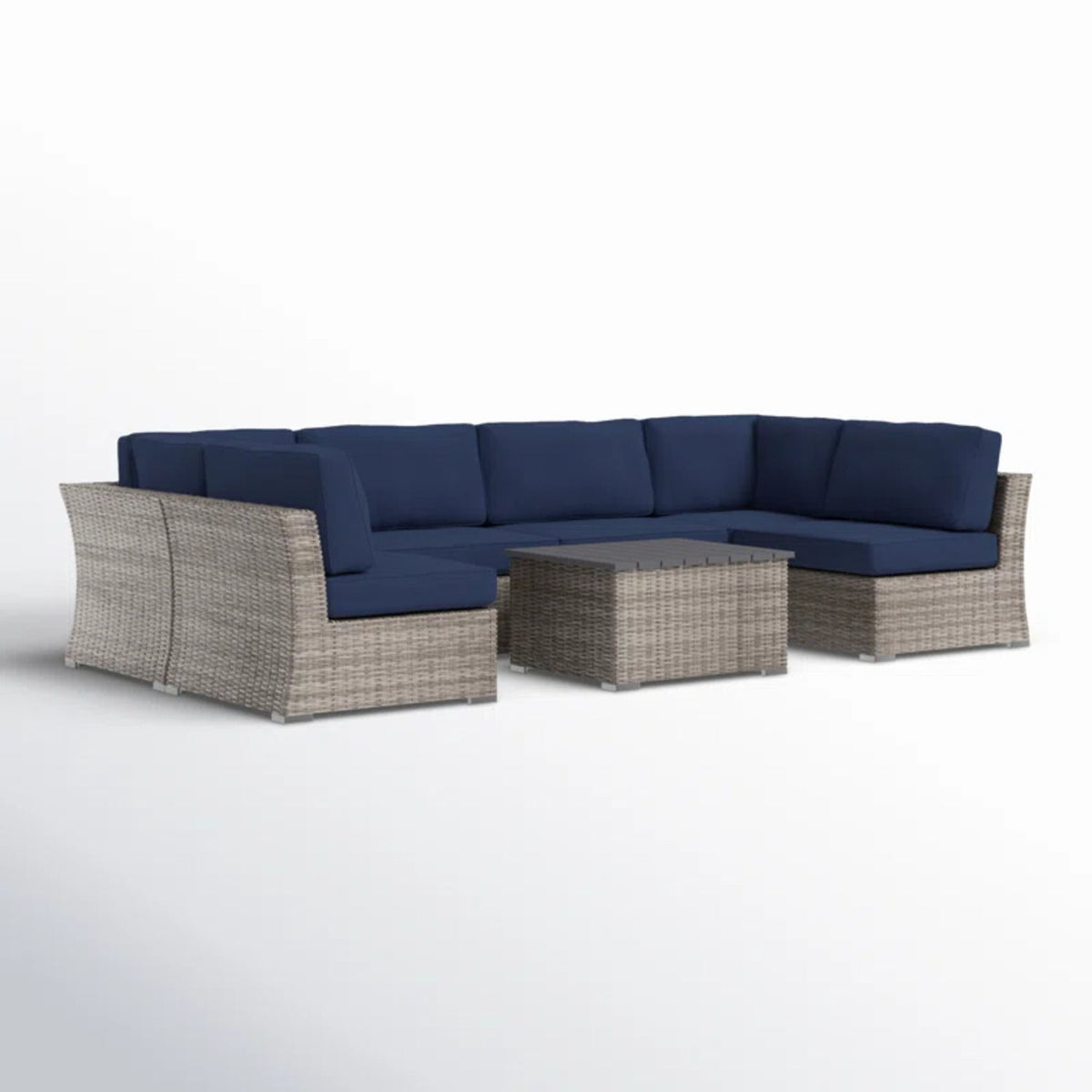 Wicker Sectional Sofa With Cushions And Table