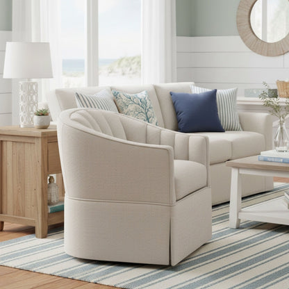 Solitude - Skirted Swivel Accent Chair With Hemp Like