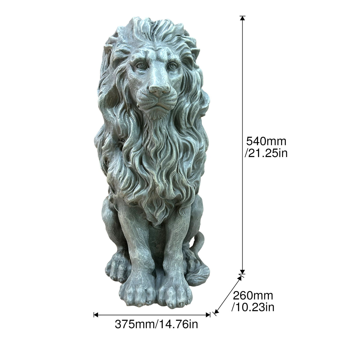 Sitting Lion Statue Outdoor Garden Lawn Decor - Grayish Green