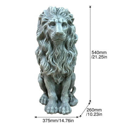 Sitting Lion Statue Outdoor Garden Lawn Decor - Grayish Green