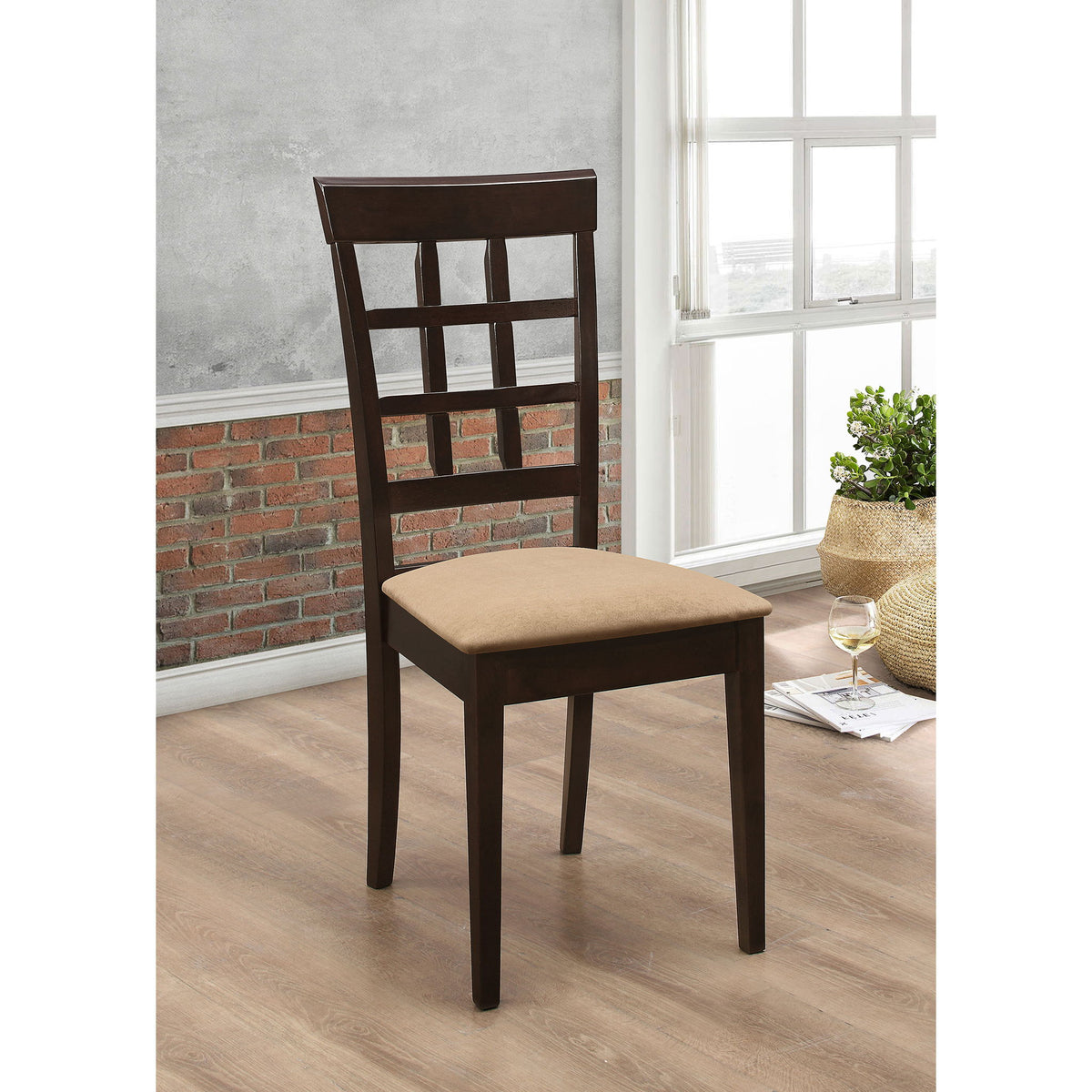 Lattice Back Dining Chair (Set of 2) - Brown