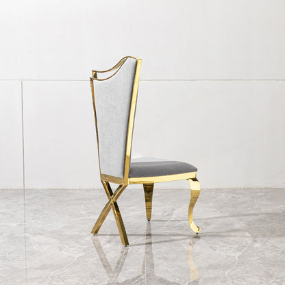 Gorgeous Streamlined High Back Fabric Stainless Steel Dining Chair (Set of 2) - Gold
