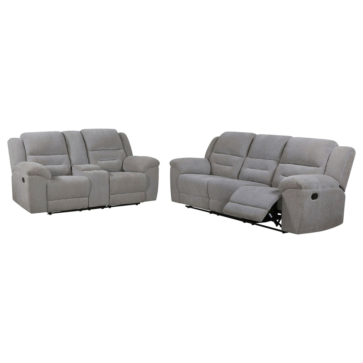 Sebring - 2 Piece Upholstered Reclining Sofa Set With Manual Recline - Gray