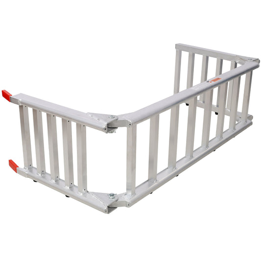 Ramp For Motorcycle / Lawn Mower / ATV, 2 In 1 Ramp And Tailgate Extender - Silver