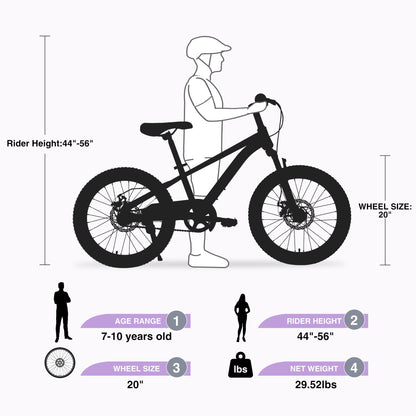 Zukka - 20" Mountain Bike With Adjustable Saddle And Suspension Fork