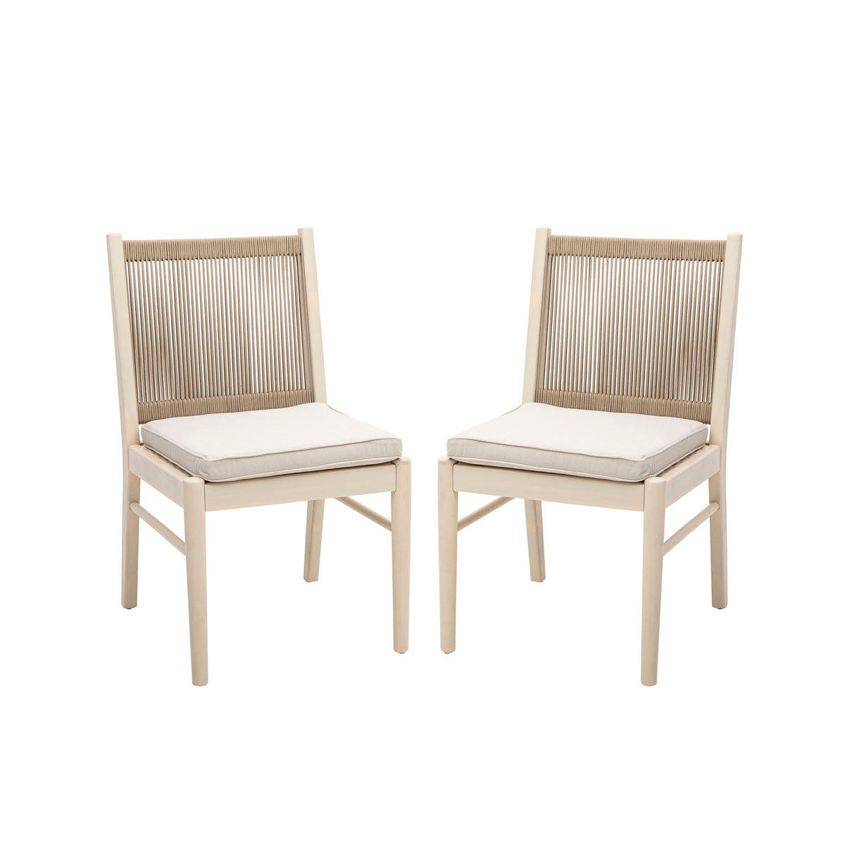 Cordoba - Dining Chair (Set of 2) With Acacia Wood Frame And Water Repellent Fabric - Beige / Yellow