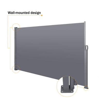 Retractable Side Screen Awning, Uv Resistant, Waterproof, Patio Privacy Screen For Garden, Balcony, Courtyard