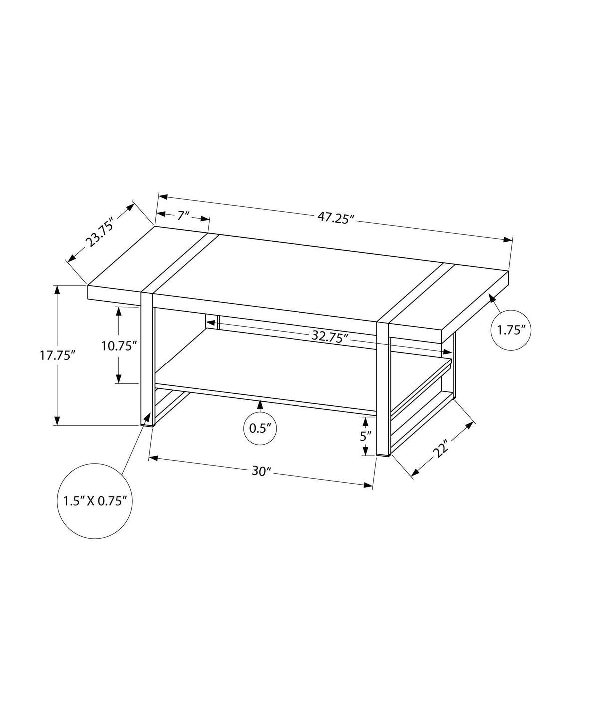 Coffee Table, Accent, Cocktail, Rectangular, Living Room, Contemporary, Modern