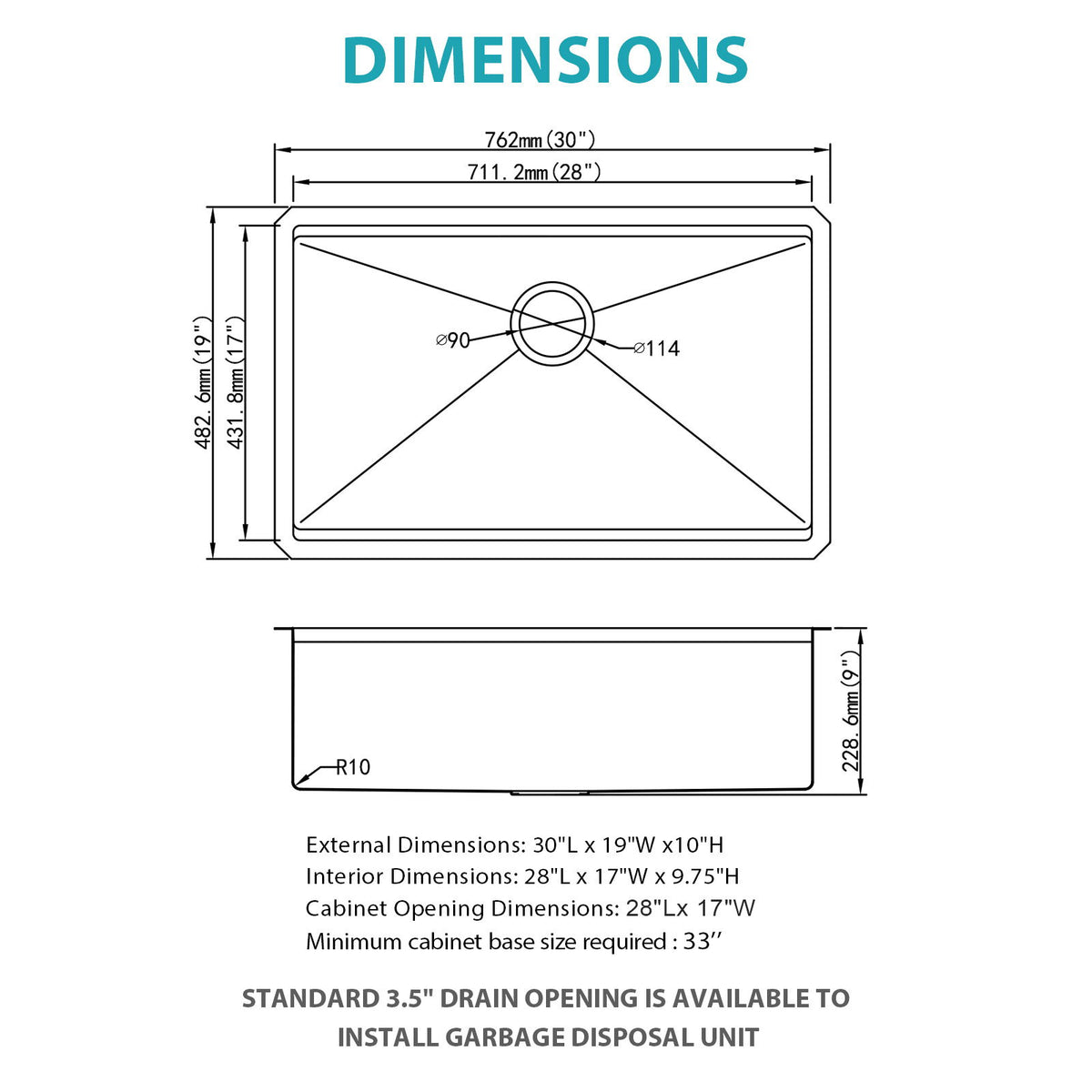 Stainless Steel Undermount Kitchen Sink With Workstation