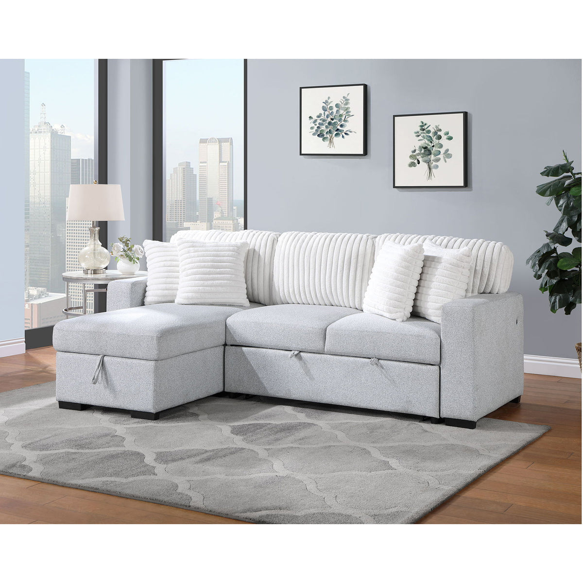 Ford - Reversible Pull Out Sofa Bed - Light Gray