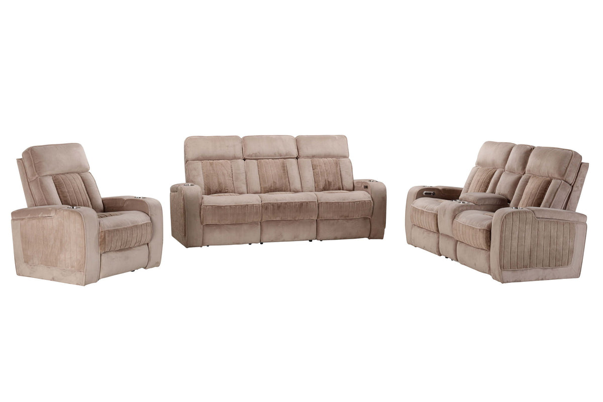 Equinox - Power Reclining Sofa, Loveseat And Recliner - Mushroom