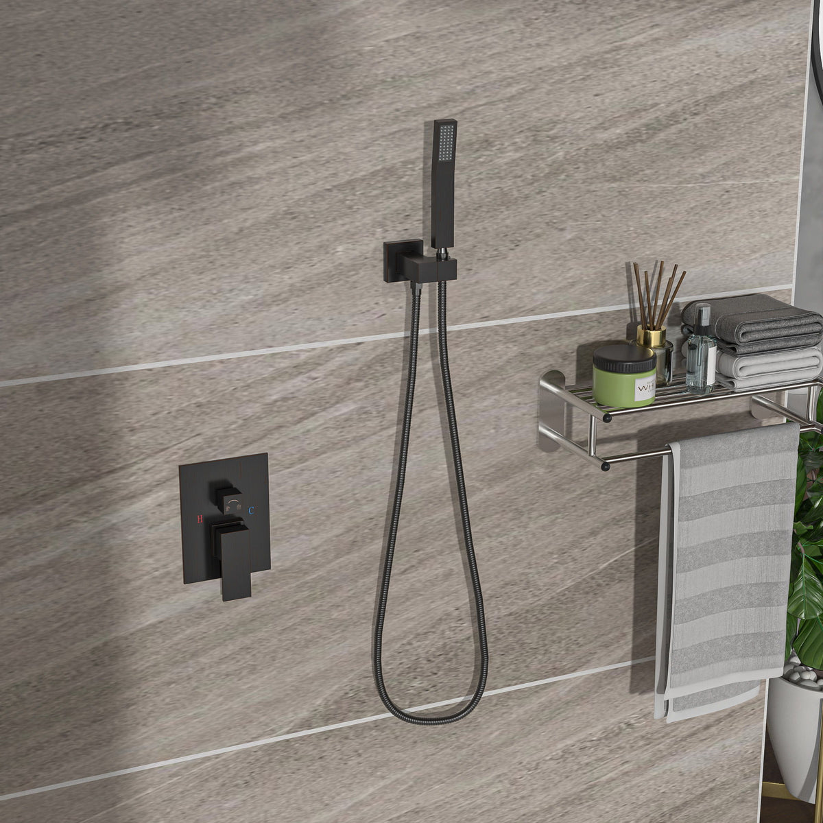 Dual Shower Head 16" Ceiling Mount Square Shower System With Rough In Valve