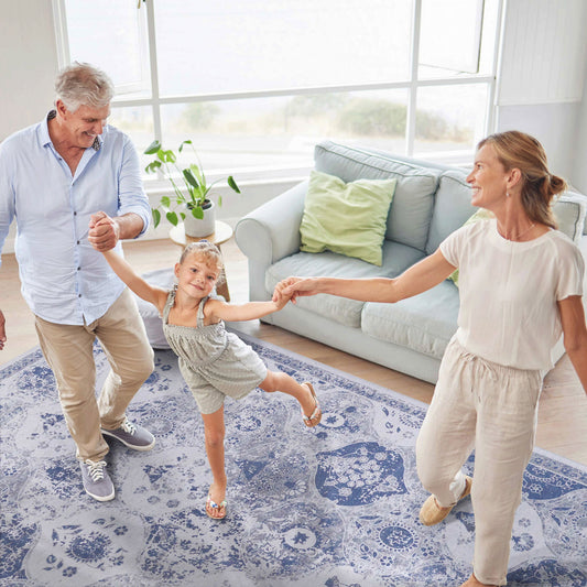 Maval - 8' X 10' Washable Area Rug - Blue