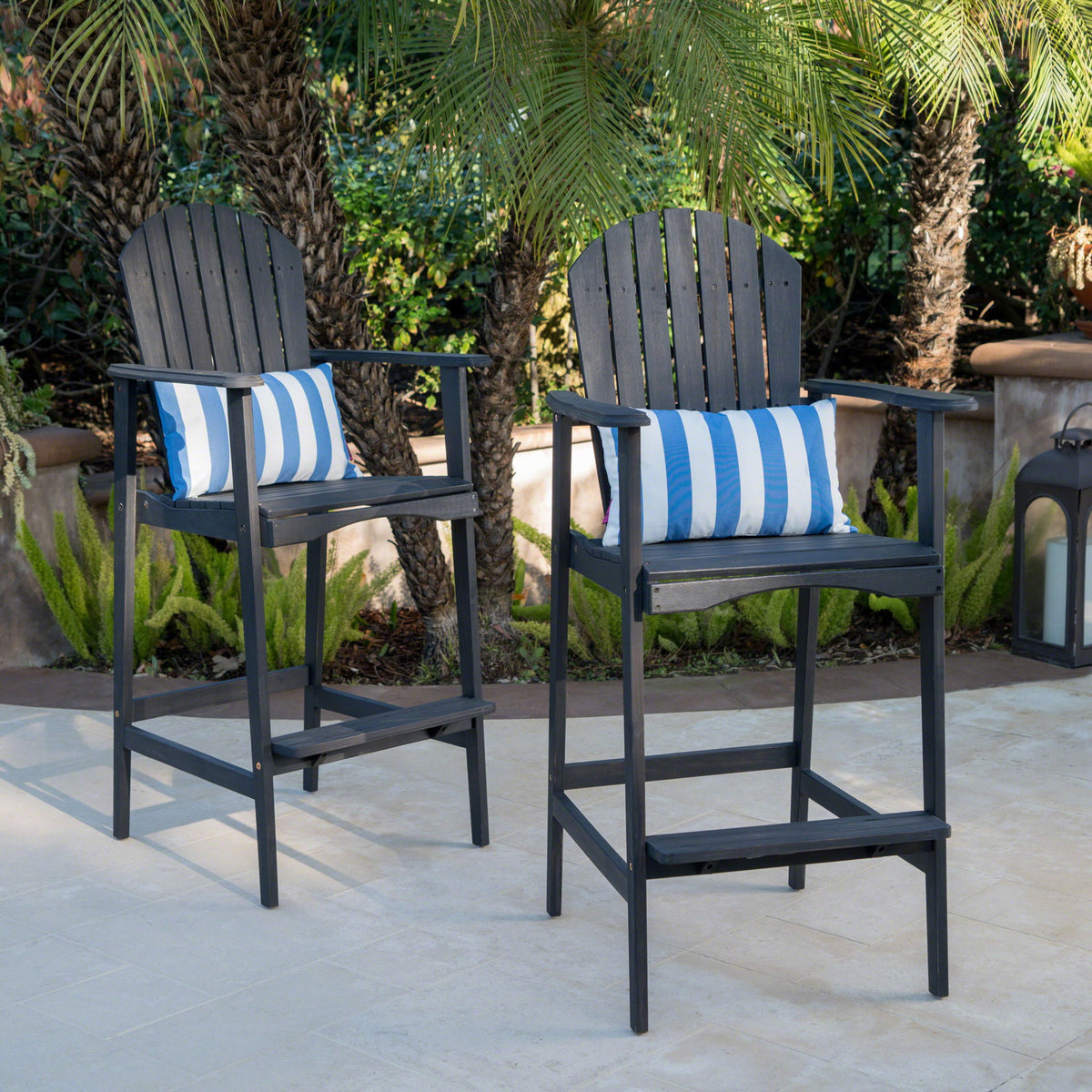 Outdoor Acacia Wood Adirondack Barstools (Set of 2)