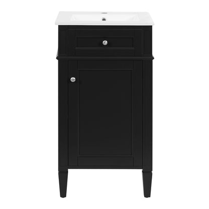 French Style Bathroom Vanity With Sink, Soft-Closing Door, Adjustable Shelf, Rectangular Design