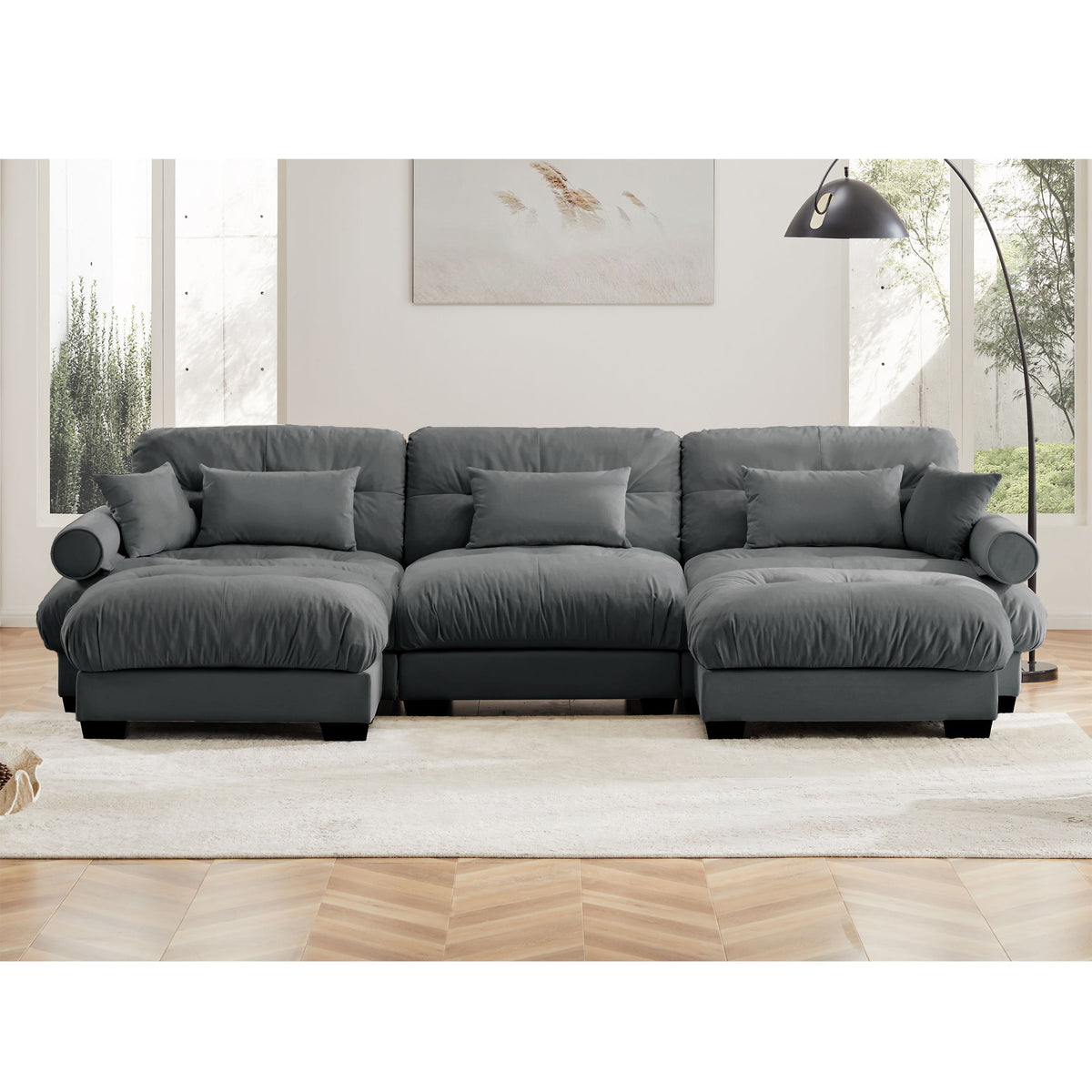 Super Comfort Oversized Modular Sectional Sofa With Movable Ottoman