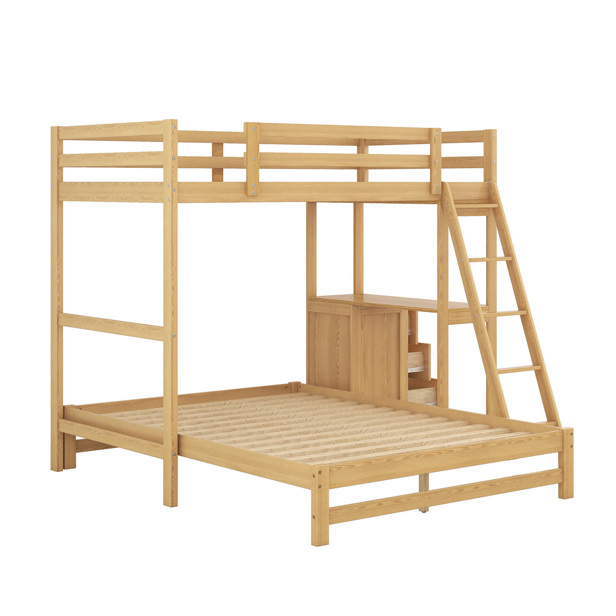 Bunk Bed With Built In Desk And 3 Drawers