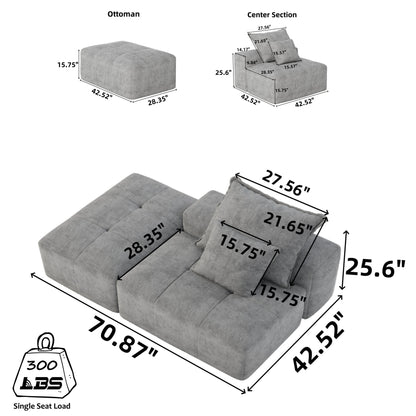 Modern Oversized Modular Sectional Sofa, Sparkling Fabric Soft Cushions With 2 Pillows