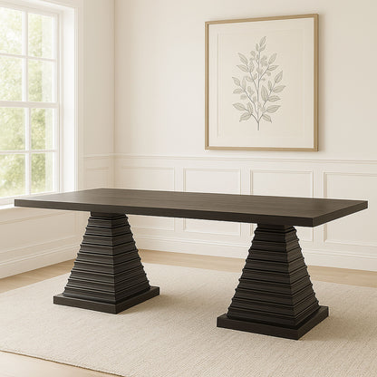 Plateau - 78" Rectangle Dining Table - Top & Base - Rustic Espresso
