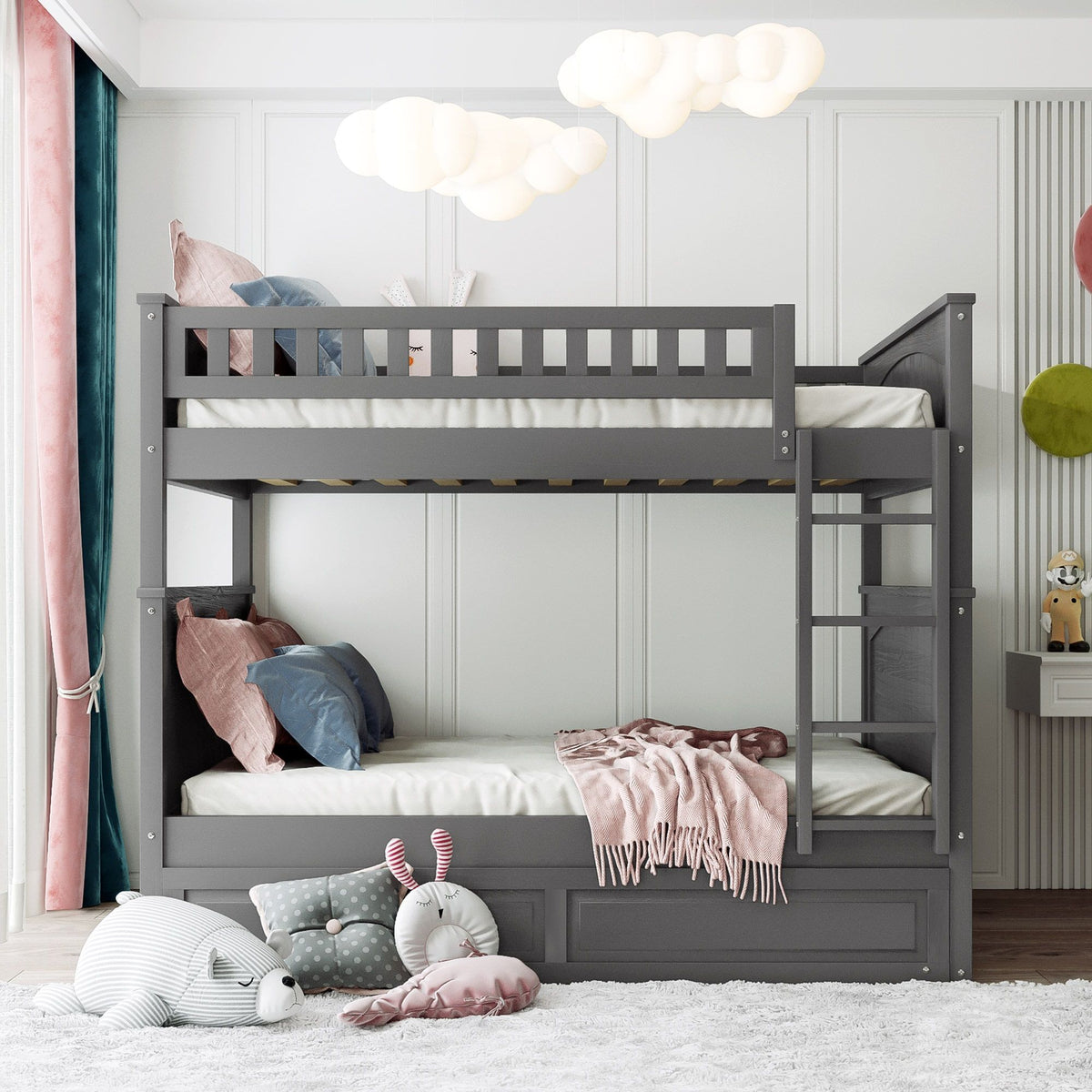 Bunk Bed With Twin Size Trundle, Guardrails