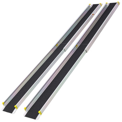 Premium Adjustable Telescoping Wheelchair Track Ramps Aluminium - Silver