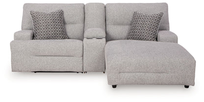 Acklen Place - 2 Pc. - 3-Piece Power Reclining Sectional Sofa With Raf Chaise, Wide Seat Power Recliner - Pewter