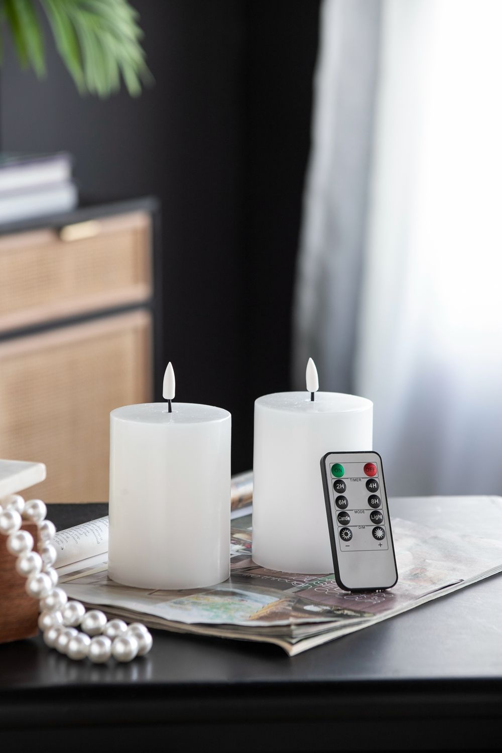 LED Candles With Wick And Remote Control Timer (Set of 2) - White