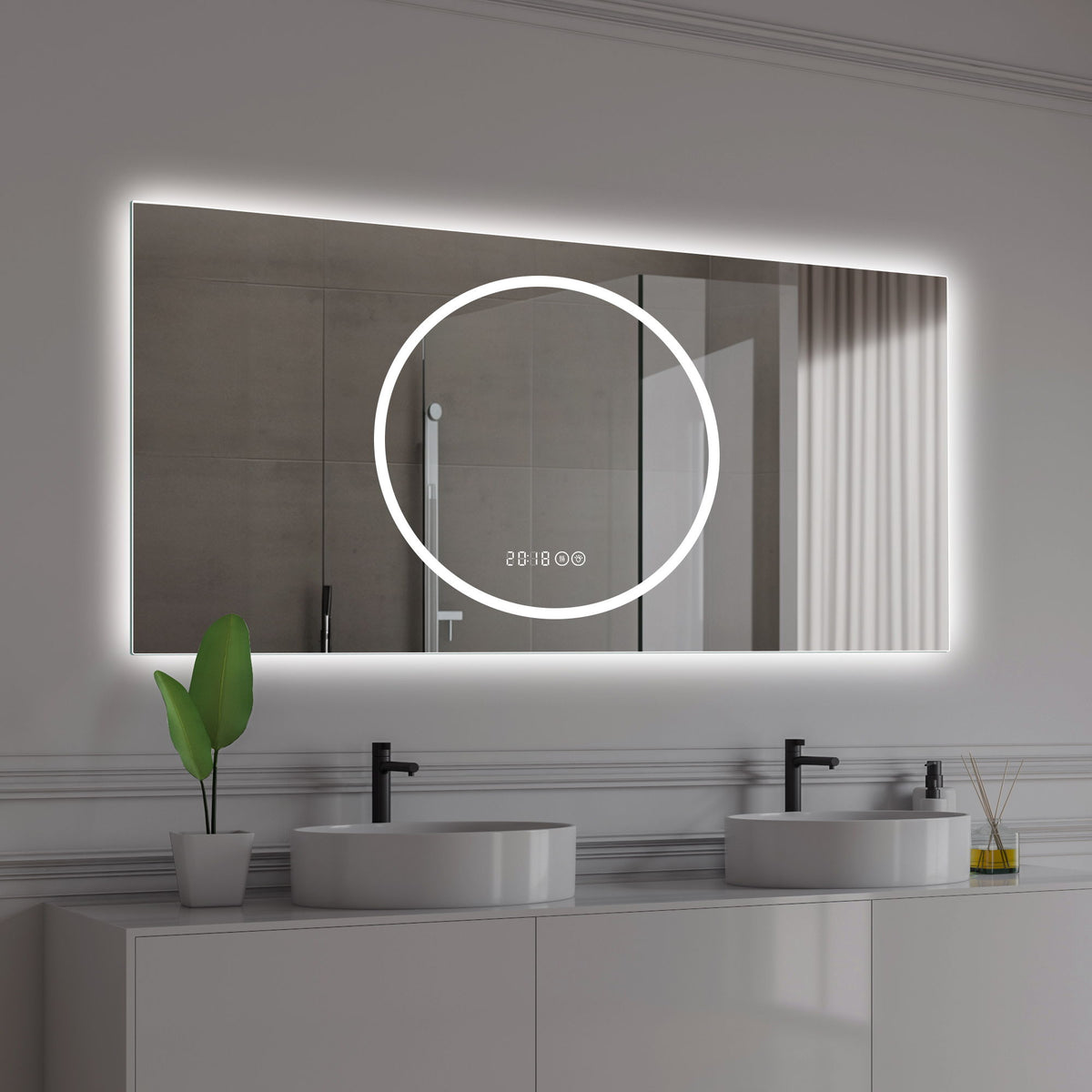 LED Vanity Mirror With Anti Fog & Dimmable Lights, Wall-Mounted - Antique Silver