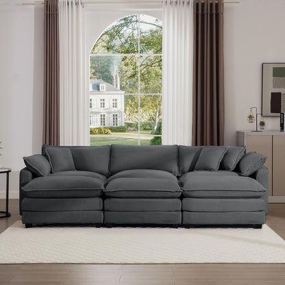 Modular Oversized Cushion Sofa With Ottoman, Low Back, Deep Seating Sofa Set