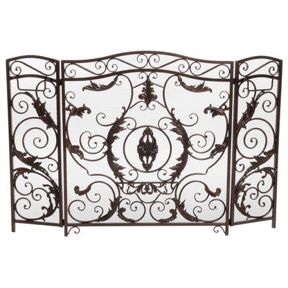 Mariella - Traditional Floral Iron Fireplace Screen With Ornate Design