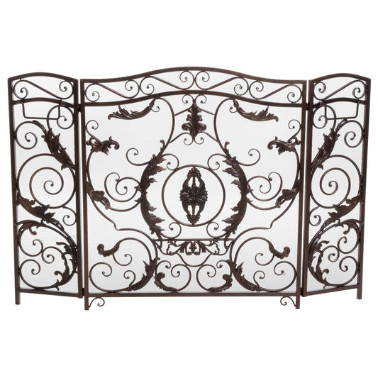 Mariella - Traditional Floral Iron Fireplace Screen With Ornate Design